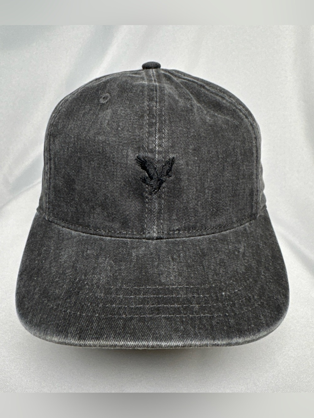 American Eagle Outfitters Baseball Cap Hat OS Eagle Logo Black Denim 100% Cotton